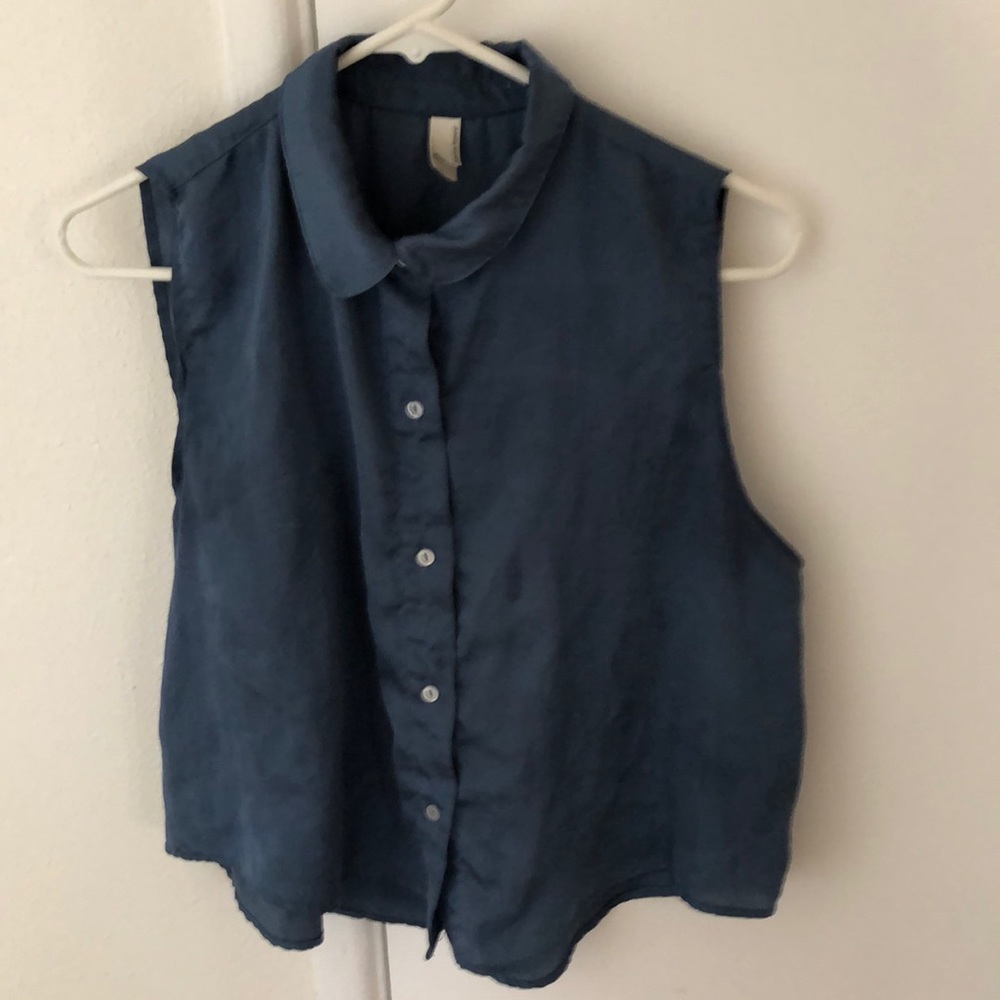 American Apparel blue button up tank